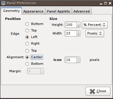 lxpanel preferances